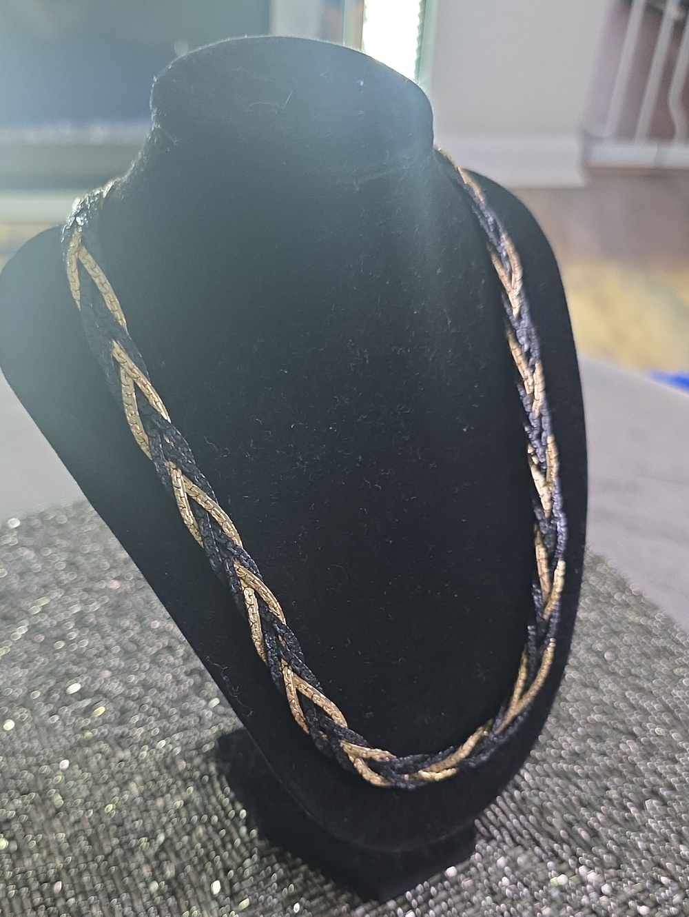 Vintage Navy and Gold Braided Women's Necklace